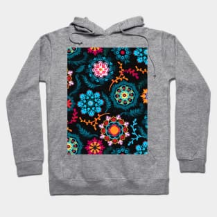 Suzani Inspired Pattern on Black Hoodie